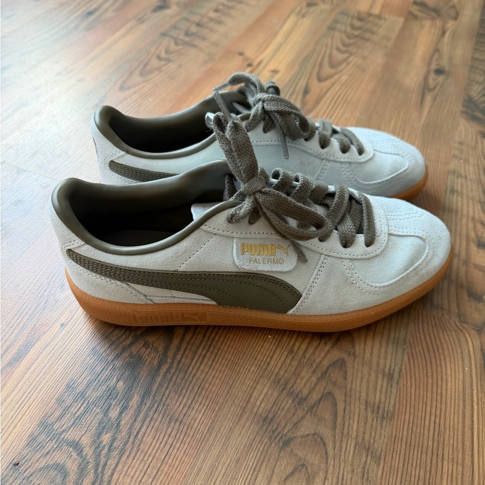 Puma Palermo Shoes - Light Blue and Olive